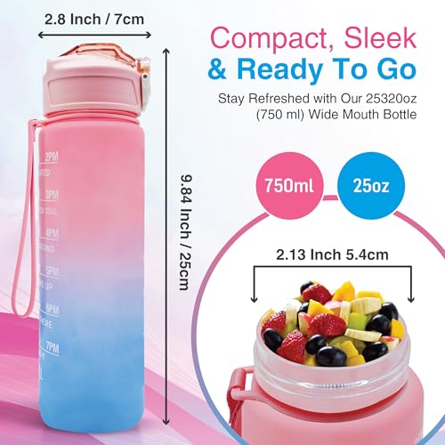 Pack of 2 – 750ml Kids Water Bottles with Straw – Leakproof BPA-Free Tritan Sports Water Bottle for kids, Boys, Girls & Adults – Drinks Bottle for Gym, Cycling, School, Travel (Blue-Pink/Orange) - Image 3