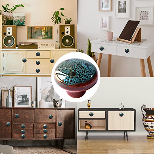 Perphin Vintage Blue Cabinet Knobs 10 Pack Glazed Ceramic Round Knobs For Dresser Drawer, Antique Drawer Pull For Home Decor Door Handles #TOP1