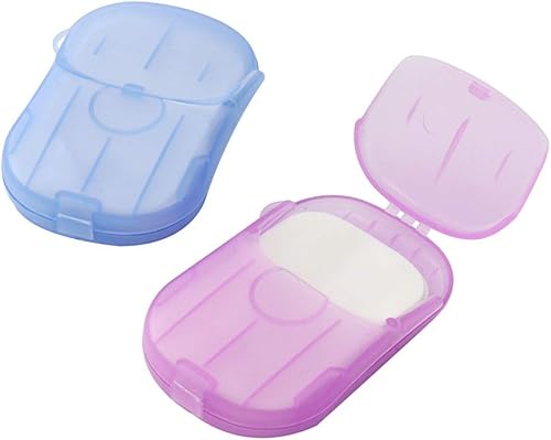 Miniatura 2 de Jabón desechable portátil de viaje, caja de jabón de viaje, limpieza de mano, 20 piezas de papel de jabón, mini caja