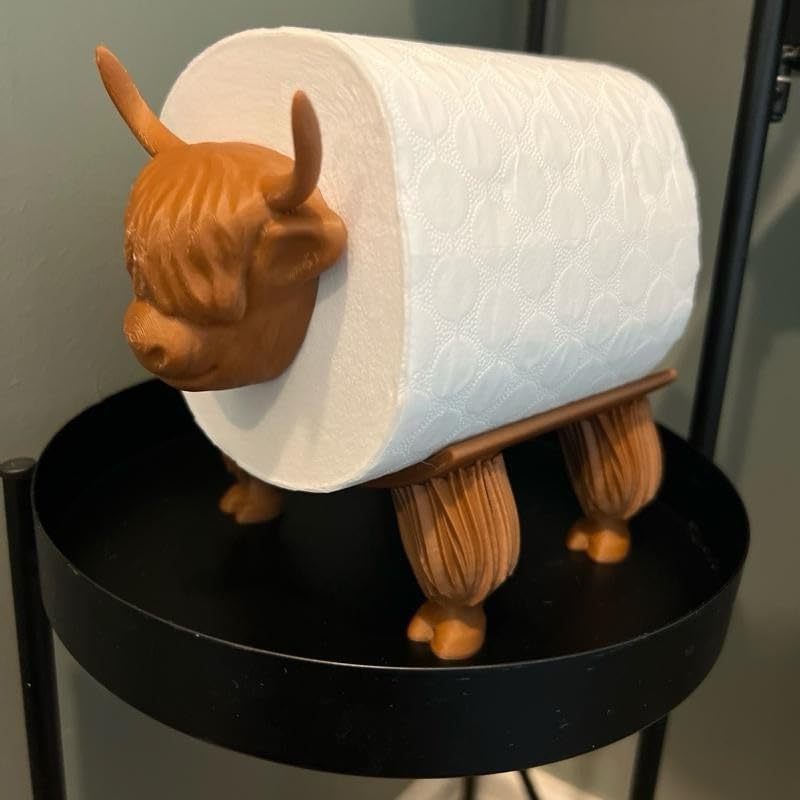 Highland Cow Toilet Paper Holder, Decorative Bathroom Tissue Stand, Brown, Standard - Image 3