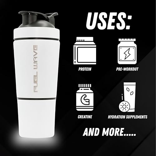 Miniatura 2 de Botella agitadora de acero inoxidable  Vaso mezclador de proteínas prémium de 27 onzas con bola batidora de alambre, botella sin aislamiento, tapa a