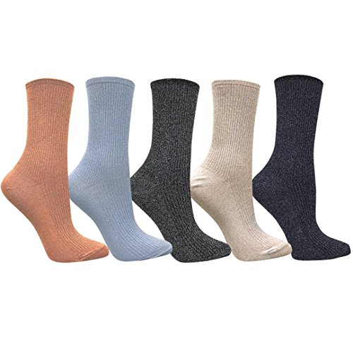 Love Sock Company 5 Pack Women's Shimmer Glitter Dress Socks Bundle in Gold, Jean Blue, Black, Navy and Pink