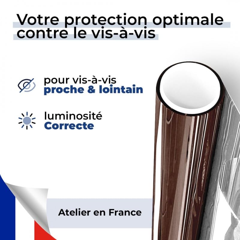 DIMEXACT - Film Miroir sans Tain repositionnable pour Grand vitrage - Bronze - 120 cm x 1.5 m - en Rouleau