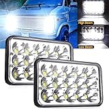 2PCS 4x6 LED Headlights,6x4 Headlights Rectangular LED Headlight High Low Sealed Beam H4 Socket Replacement H4651 H4652 H4656 H4666 H6545 for Peterbilt Kenworth Trucks Ford Van & More