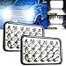 Rectangular LED Headlights 4x6 Sealed Beam Square H4 Hi Lo Beam H4656 H4666 H4651 H6545 H4652 Kenworth Peterbilt Truck Freightliner Jeep Wrangler Oldsmobile Cutlass Ford Probe Chevrolet Offroad