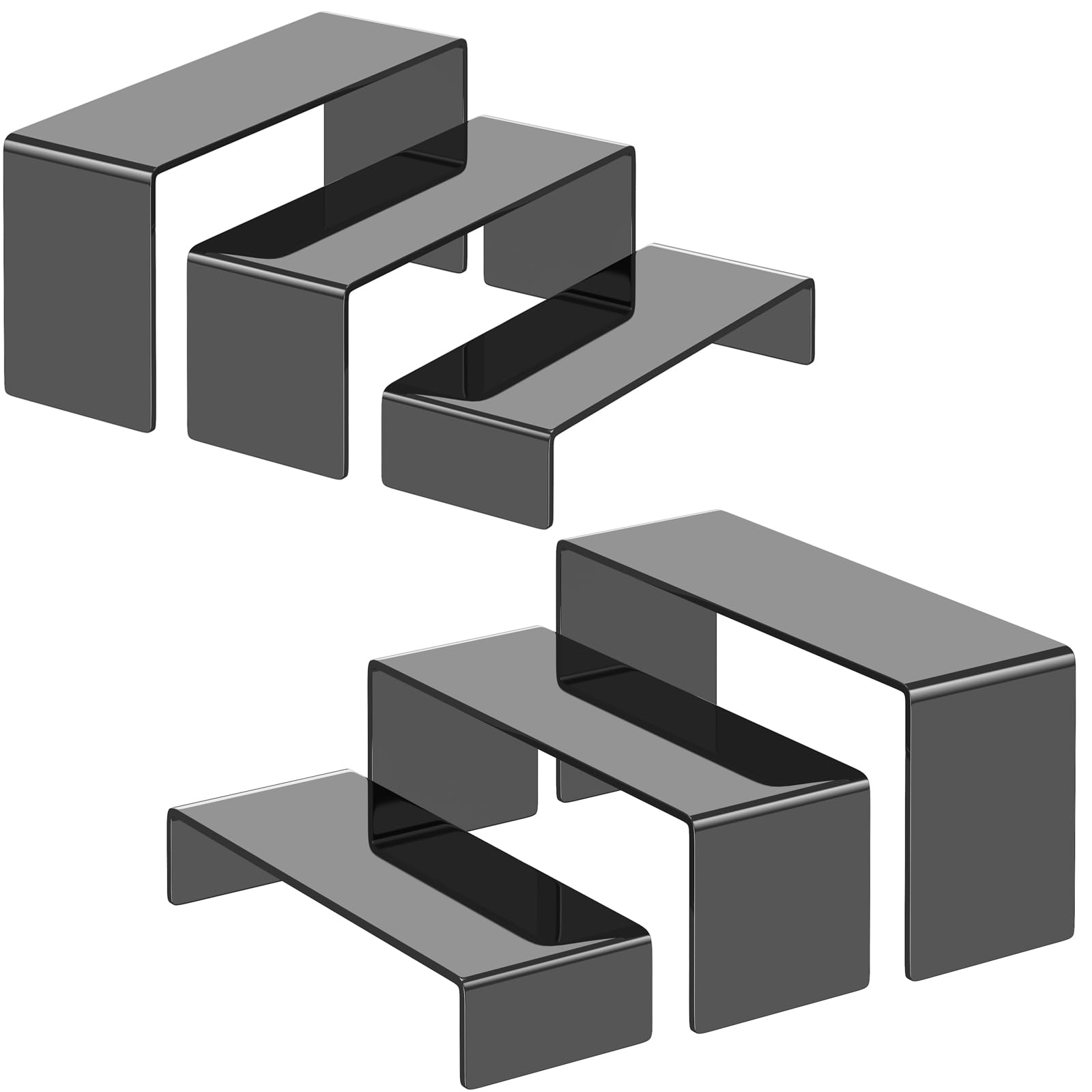 WEITELAI Black Acrylic Display Risers, 6 Pc Acrylic Risers for Display for Food Dessert Cupcakes, Jewellery, Collectibles, Puppets, Anime Characters,