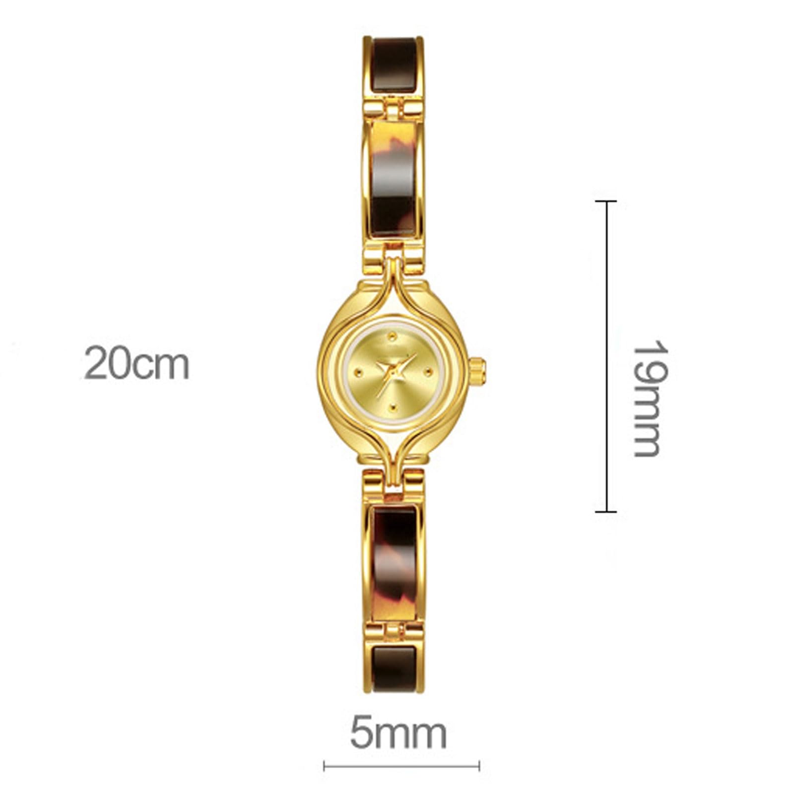 Reloj de Cuarzo Resistente al Agua (Paquete de 2), con Pulsera de Color ámbar y Tortuga, Estilo Retro, Redondo y pequeño, un Hermoso Regalo for Mujer. Reloj de Pulsera(Gold)