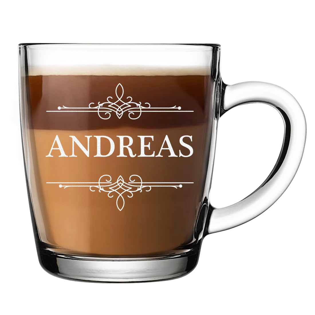polar-effekt Glas Teetasse 340 ml 6 Stück mit Gravur - personalisiertes Kaffeeglas - Geschenk zum Geburtstag - Trinkglas für Heißgetränke