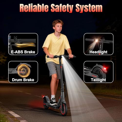 Image of Werhy Kids Electric Scooter, 350W Motor, 19 Mph Speed & 15 Miles Range, 8.5 inch Solid Tires, Lightweight Foldable Scooter with Dual Braking System, Max Load 265LBS