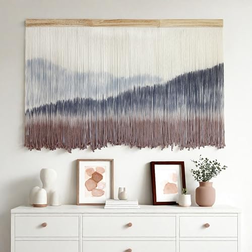 AKSWSHO Large Dip-Dye Macrame Wall Hanging Tapestry 59x38 Boho Decor