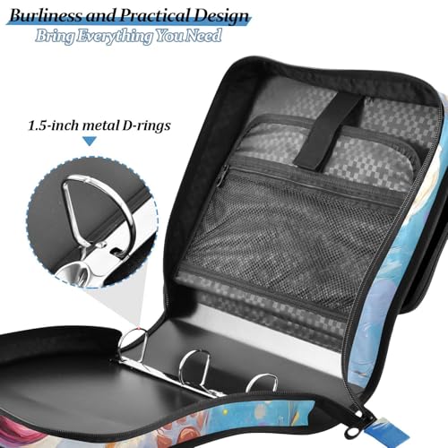 Image of Corgi Dog Star Cartoon Zipper Binder Bag 3 Ring Binder with Shoulder Strap Zip Up 500 Sheets Capacity Multi Pockets for School Office Supplies