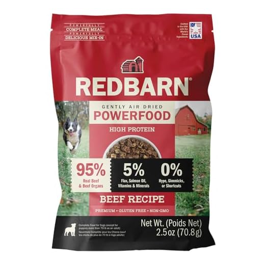 Redbarn Powerfood Air Dried Dog Food 2.5 oz Trial - 95% Beef and Beef Organs High Protein Grain-Free Premium Dog Food Made in USA with Omega 3 Salmon Oil Flaxseed