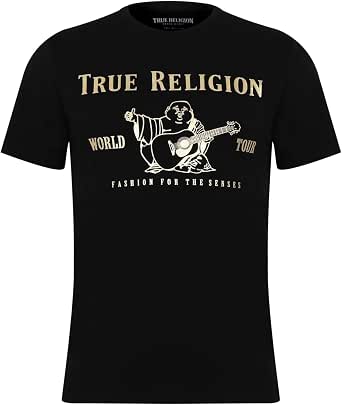 True Religion Men's Graphic T-Shirt – Short Sleeve Metallic Buddha Tee