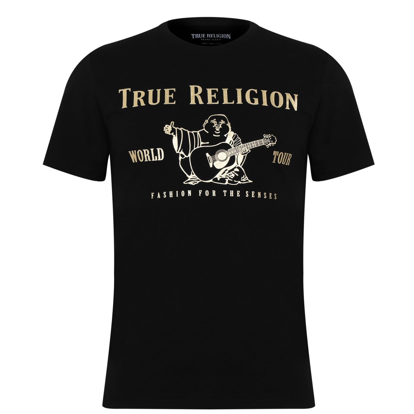 TRUE RELIGIONmens Short Sleeve Metallic Buddha Tee T-Shirt