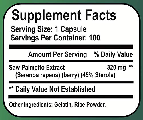 Sonora Nutrition Saw Palmetto Standardized Extract With 45% Sterols 320 Mg, 100 Capsules #TOP3