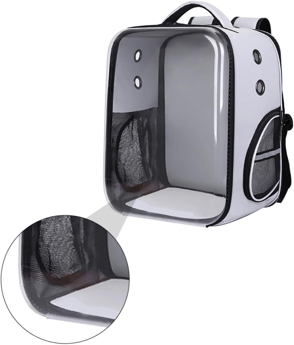 1Pc Transparent Foldable Pet Portable Dog Travel Backpack for Pets Grey for Outdoor Adventures with Comfortable Shoulder Straps