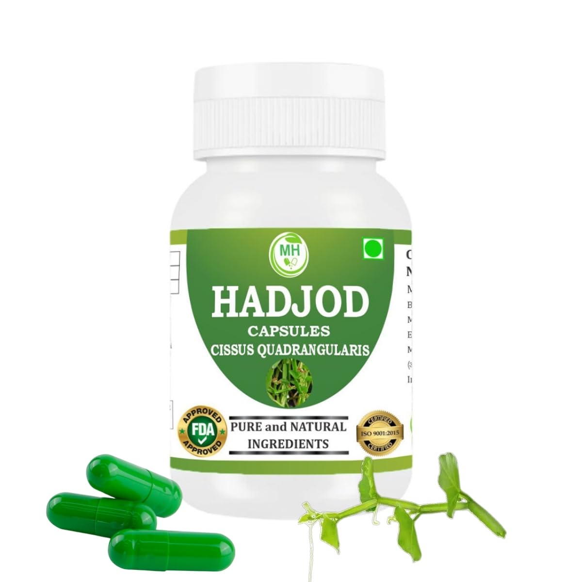 Hadjod Capsules 500mg – 60 Count | 4 Pack | Vegetarian | Plant-Based | Herbal Supplement | No Artificial Additives | Gluten-Free | Organic (pack of 1)