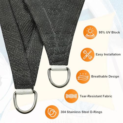 Artpuch Sun Shade Sail 8'X12' Dark Grey Rectangle — view 3