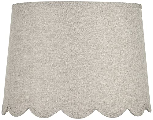 Springcrest Hardback Scallop Bottom Empire Lamp Shade Fawn Medium 13Inches Top X 15Inches Bottom X 11Inches High Spider With Replacement Harp And Finial Fitting - Springcrest #TOP27