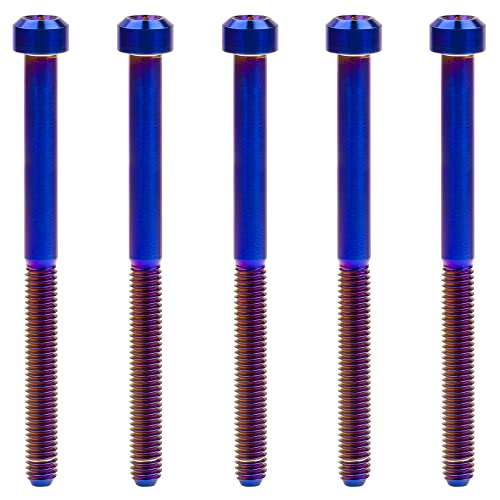 Image of Titanium Torx Square Head M6 x 10 15 20 25 30 35 40 45 50 60 65 70 80mm Screw Pack of 5 (Burn Blue, M6x80mm)