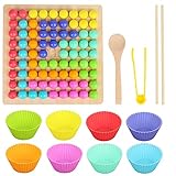 2.🟡【Clip Perlen Spielzeug】Verwenden Sie Stäbchen, Klammern oder Löffel, um Kugeln in kleine Schalen mit den entsprechenden Farben entsprechend der Anzahl zu legen, die Mathematik aufzuklären, die Farberkennung von Kindern und die Handbewegungen von Kindern zu trainieren!