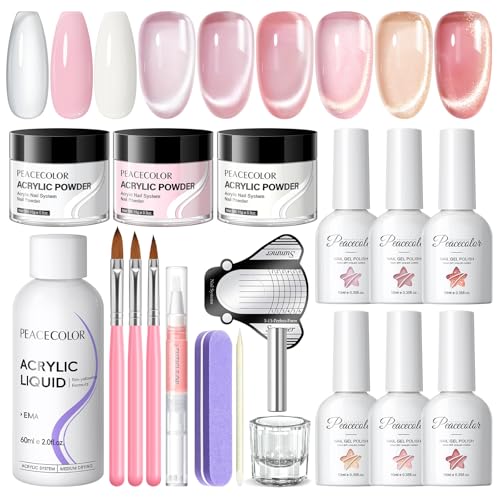 Amazon.com: PEACECOLOR Cat Eye Gel Nail Polish Set, Acrylic Nail Kit ...