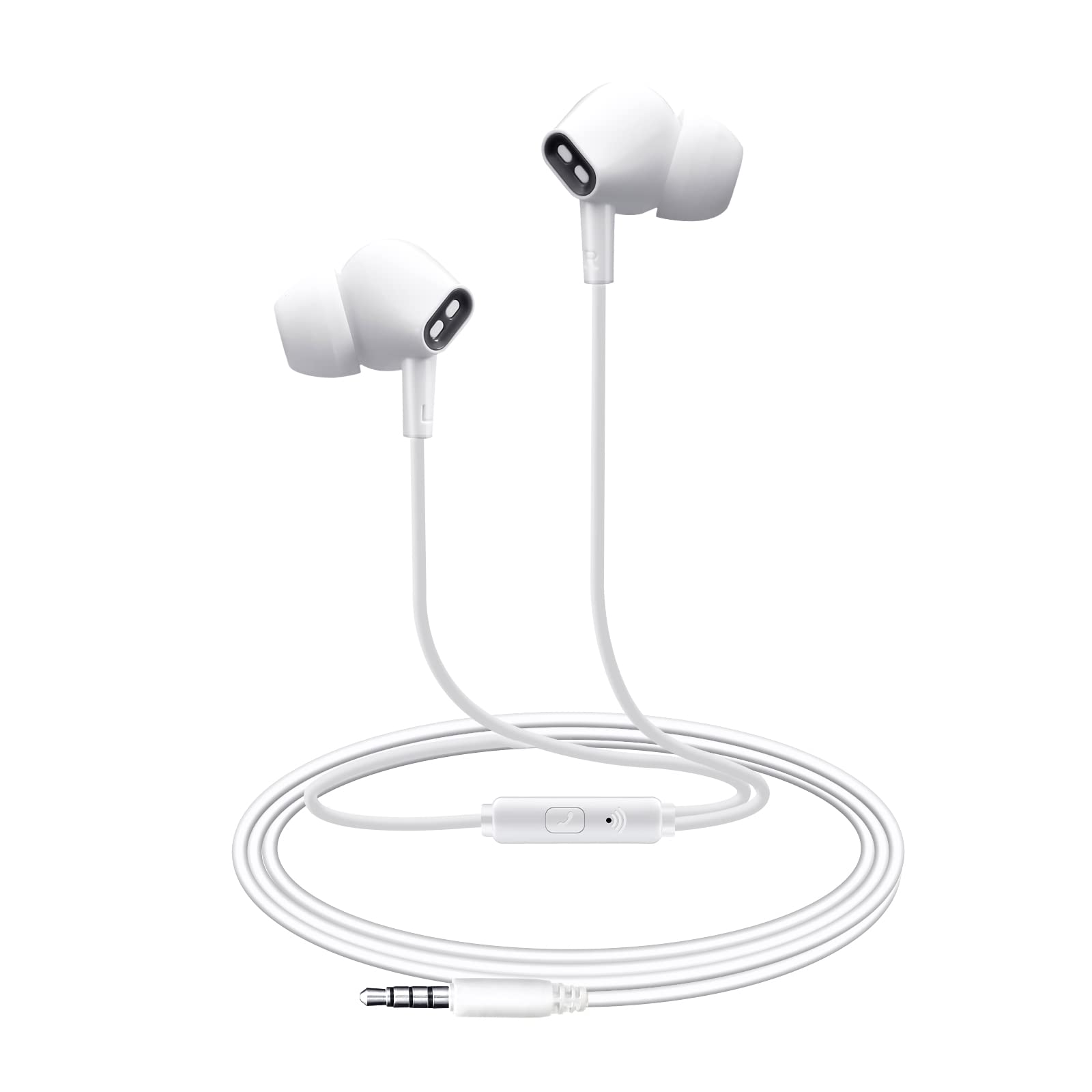 Aylaa AY8 przewodowe słuchawki douszne słuchawki douszne z pilotem mikrofonu. Gniazdo audio 3,5 mm - czarne (białe)
