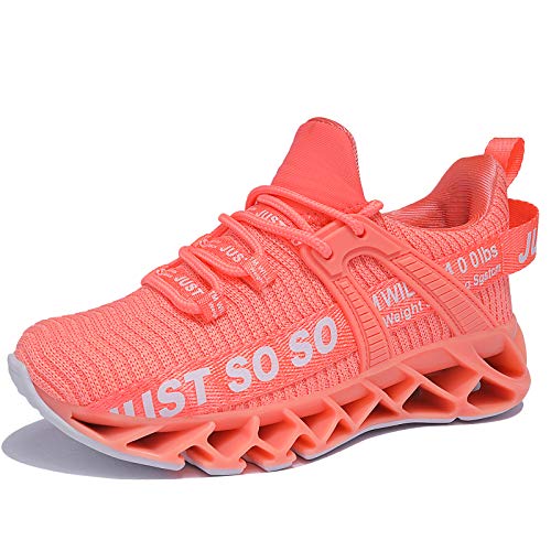 Louheve Girls Sneakers Casual Walking Shoes Kids Knit Cute Athletic Running Shoes Little Kids/Big Kids Orange Pink 03-Orange Pink 4 Big Kid #TOP1
