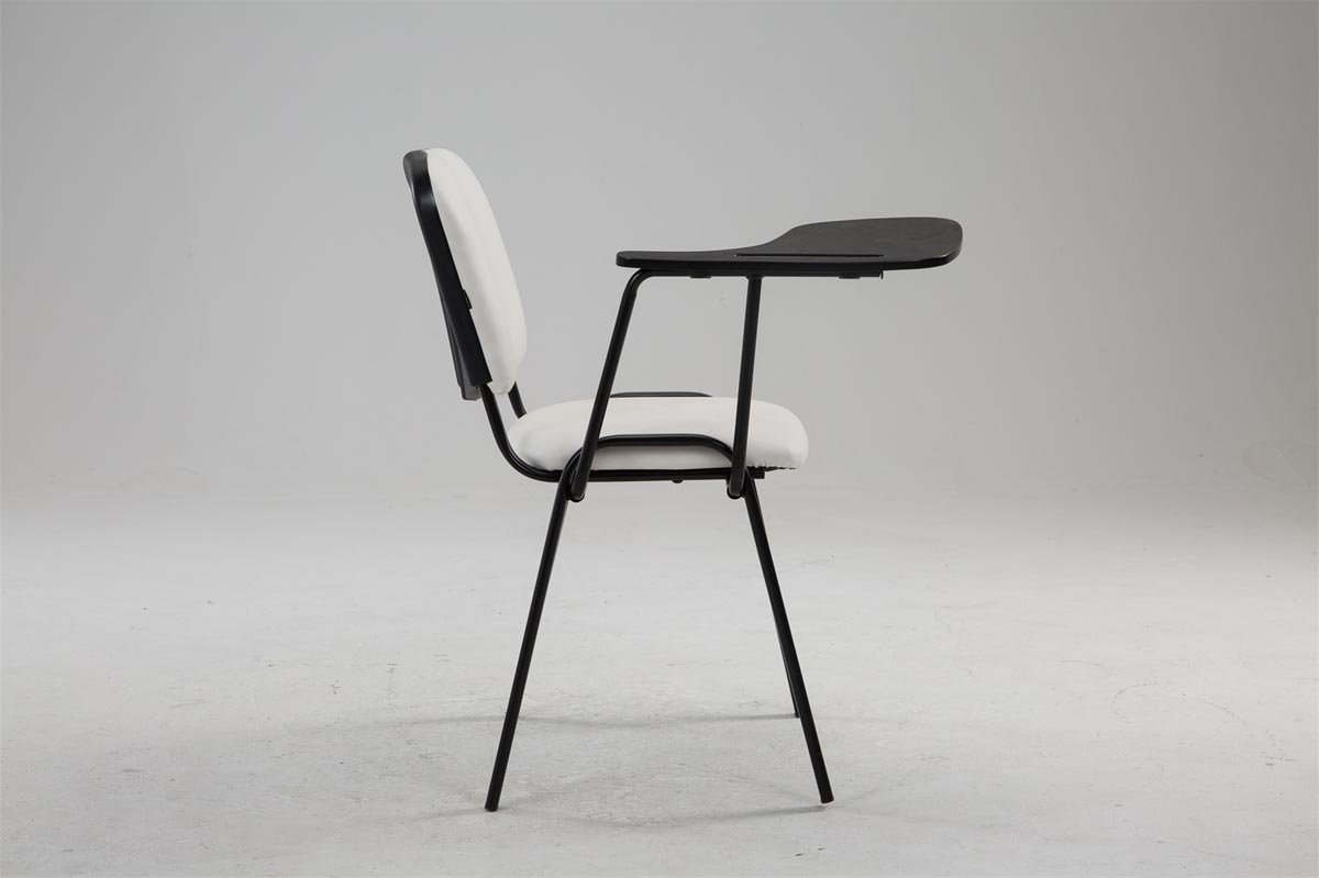 CLP Chaise Visiteur Ken Similicuir et Tablette Rabattable I Chaise Salle de Conférence Stable Confortable Dossier et Assise Rembourrés I Couleur, Couleur:Blanc