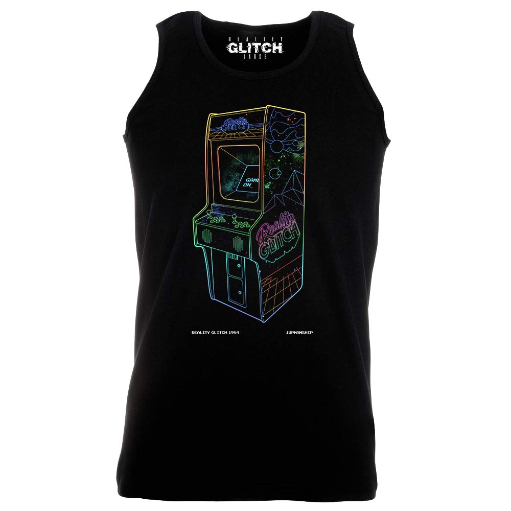 Reality Glitch Men's Black 1 Up Neon Retro Arcade Vest