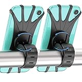 【Amortiguador y agarre seguro】 Este soporte para teléfono de bicicleta puede absorber alguna vibración, que es diferente del soporte de plástico. Sus bandas elásticas atan firmemente el teléfono a la bicicleta, incluso en una carretera rocosa llena de baches y no dañarán su teléfono celular.