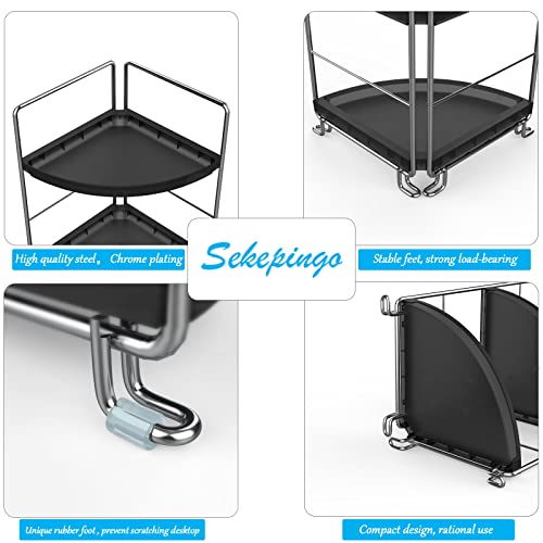 Sekepingo 3-Tier Corner Bathroom Sink Countertop Organizer Storage Shelf Stackable Organizer For Cosmetics, Bathroom, Kitchen, Counter-Kitchen Spice Rack-Vanity Tray Makeup Shelf Holder,Black #TOP5