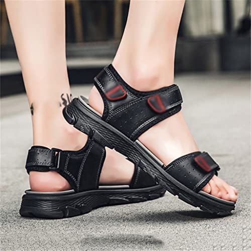 Lightweight Men's Sandals Leisure Shoes Leather Men Casual Beach Sandals Retro Flats(42)4