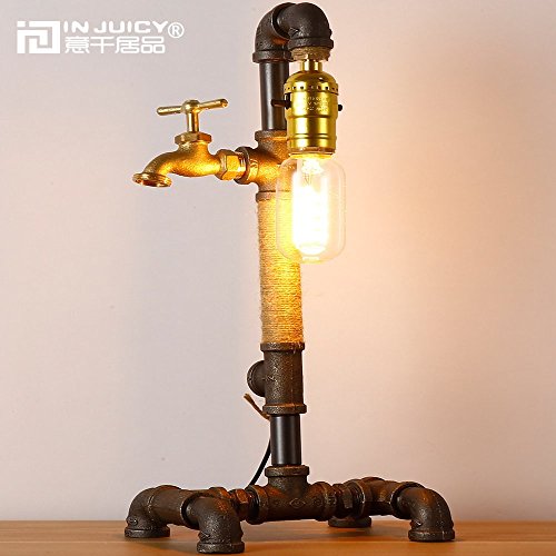 Injuicy Loft Retro Edison Vintage Industriële sokkel van metaal waterleidingen tafellampen antiek ijzer smeed touw… - Afbeelding 3
