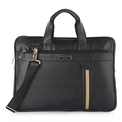 KENNETH COLE Leatherette 18-inch Laptop Office Bag | PU Messenger | Black