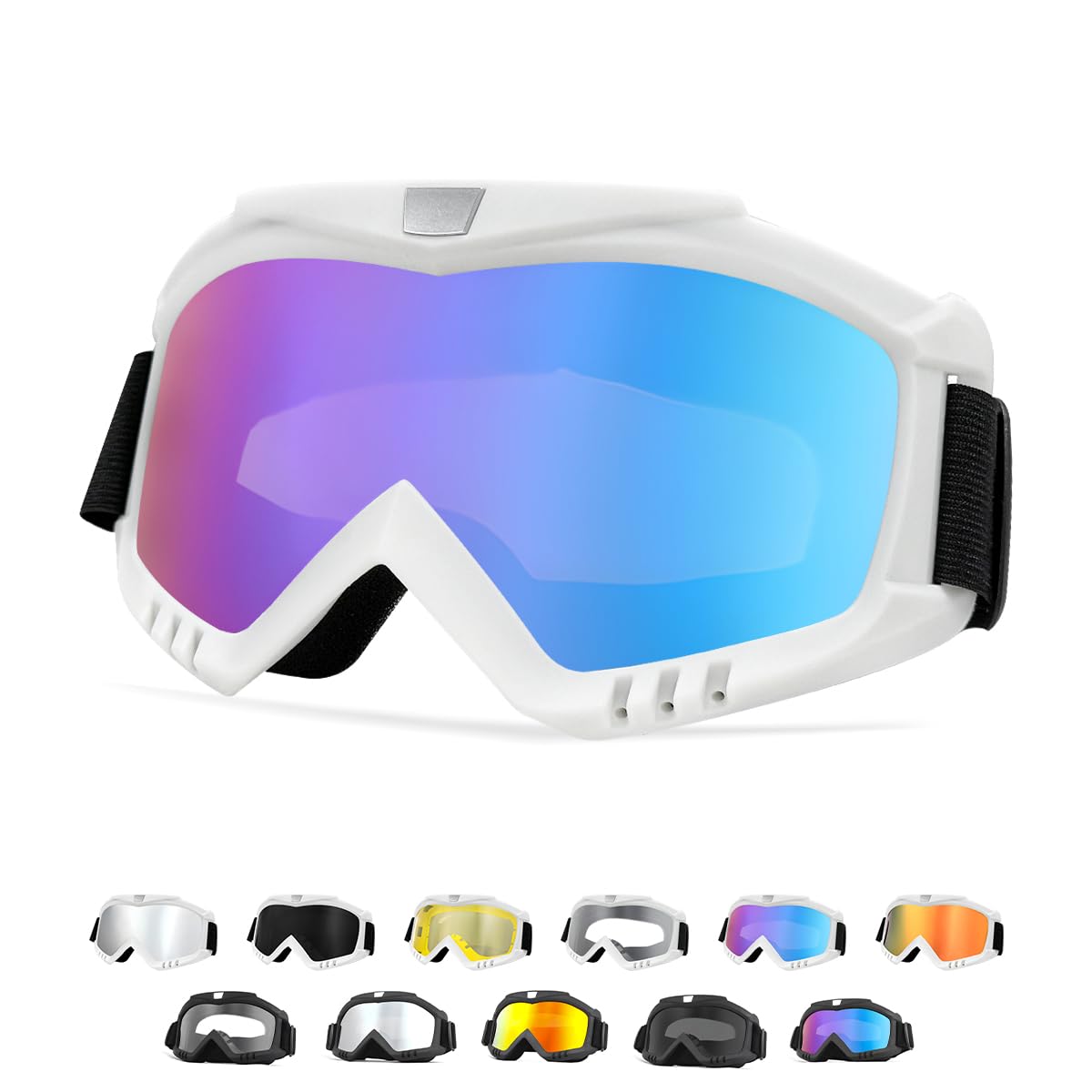 Yourkar Gafas de motocross, protección UV, ATV todoterreno, resistentes al viento, visión amplia, para montar en motocicleta