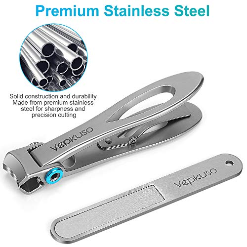 Thick Toenail Clipper – Vepkuso Wide Jaw Opening Oversized Stainless Steel Toenail Cutter With Nail File For Thick Nail, Extra Large Fingernail Toenail Trimmer For Men&Women #TOP3