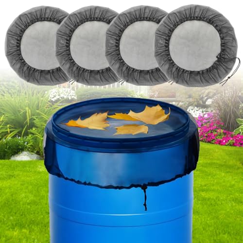 4 Pcs Rain Barrel Mesh Cover 23.6 inch Water Collection Bucket Net with Adjustable Drawstring Filter Screen for Outdoor Garden Rain Barrel Accessories Prevent Fallen Leaves From Entering The Bucket