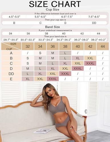 Image of Avidlove Bras for Women Seamless Bra Full Coverage T Shirt Bralettes V Neck Wireless Bra Comfortable Brassiere