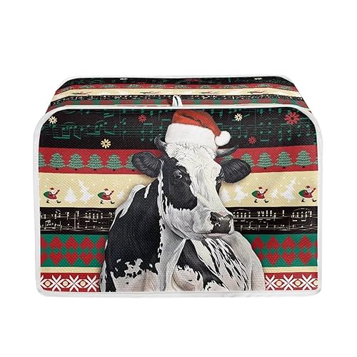 JSLXYYBQ Christmas Cow Print Toaster Cover 2 Slice, Kitchen Appliance Decorative Dustproof Chicken Pattern Bread Maker Cover Women Gift