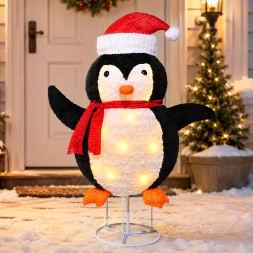 Mini LED Pinguin 77cm Weihnachtsdeko,Beleuchtete Weihnachtsdekorationen Zusammenfaltbar mit 40 LED-Lichter… – Ansicht 1
