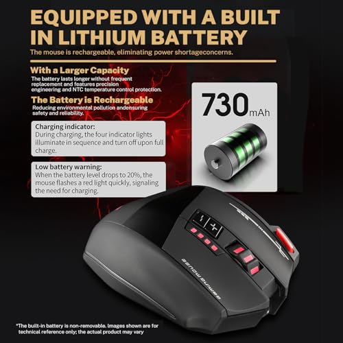 Image of Wireless Gaming Mouse, RGB Dual Mode Bluetooth Mouse Up 24,000 DPI, 13 Macro Programmable Buttons, Optical Computer Mouse 50Hrs for PC Laptop MOBA FPS, PMW-3311, Comfort Grip (Black)