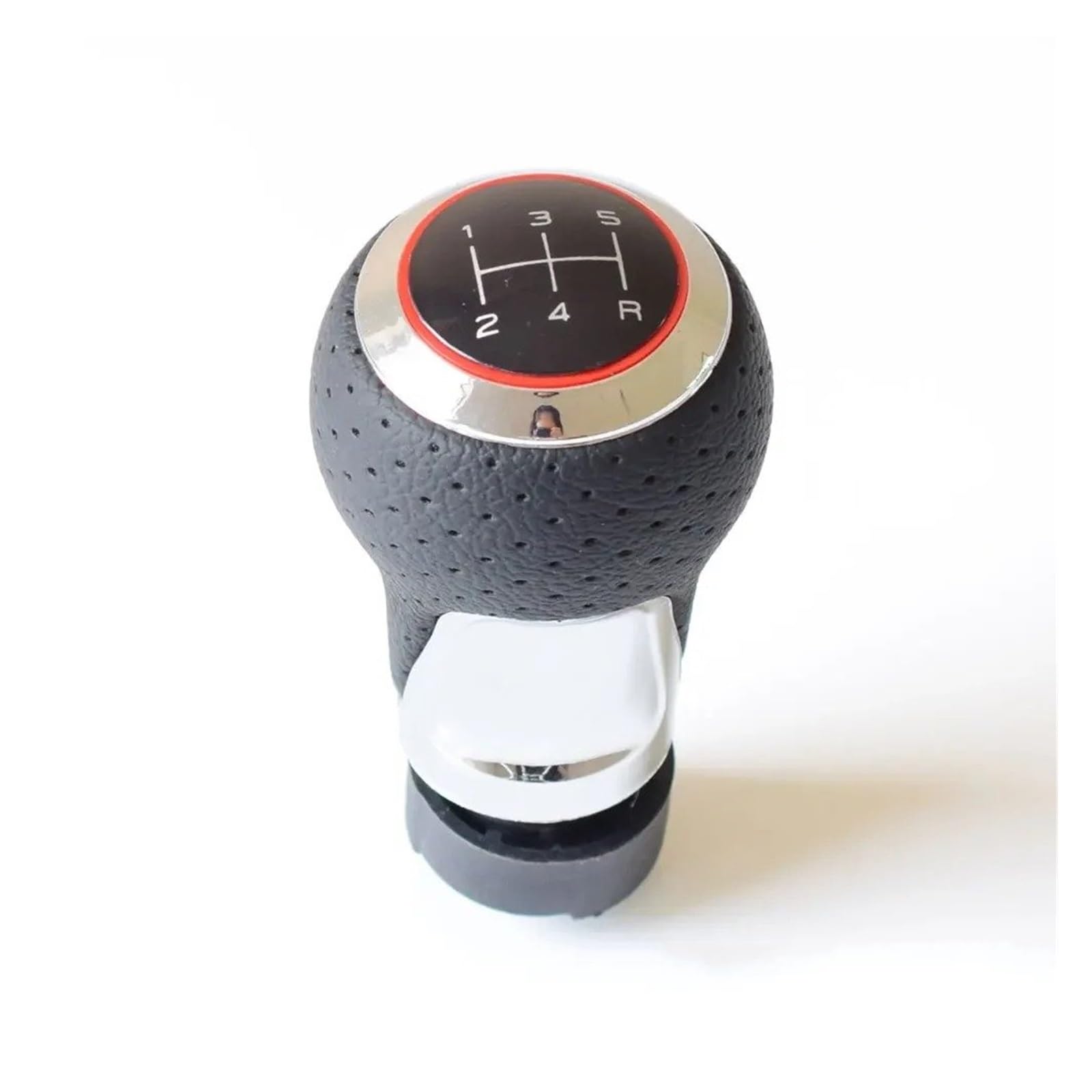 Vbbrswaad Gear Knob 12mm 5/6 Speeds Car Gear Shift Knob for A4 B6 B7 B8 for A6 S4 8K for A5 8T for Q5 8R S(Chrome Red 5RSpeed)