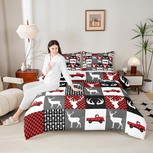Image of Feelyou Farmhouse Deer Comforter Set Twin Size for Kids Boys Girls