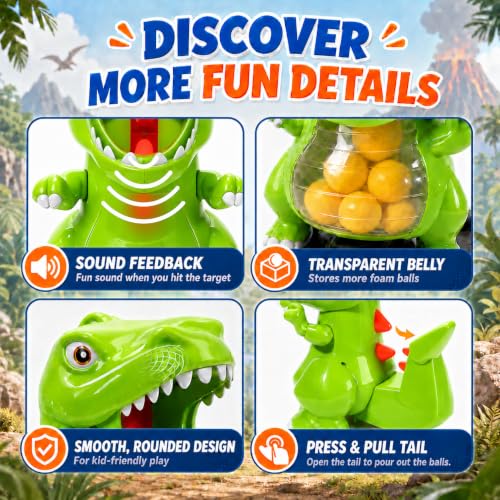 Image of EagleStone T-rex Dinosaur Shooting Toy for Boy Kids with LCD Auto Scoring