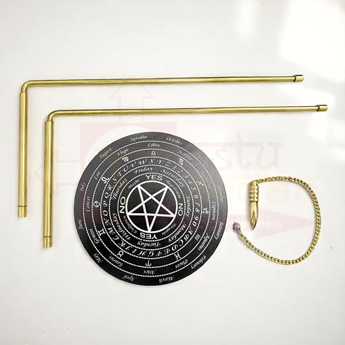 Image of Brass Dowsing Rods Pair | Set of Board and Pendulum | Diameter-5MM | Aura Energy Checker | Feng Shui | Reiki | Dowser | Diving Rod | L Rods | Pendulum Assorted