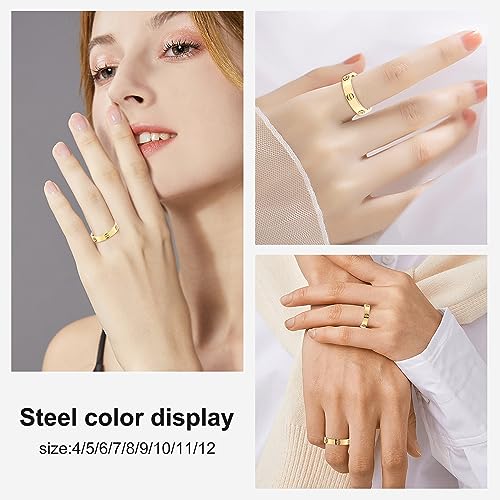 Ladies Stainless Steel Ring Love Friendship Ring Golden high polishing, low allergy Wedding Jewelry Valentine's Day Birthday Gift, 5-10 5