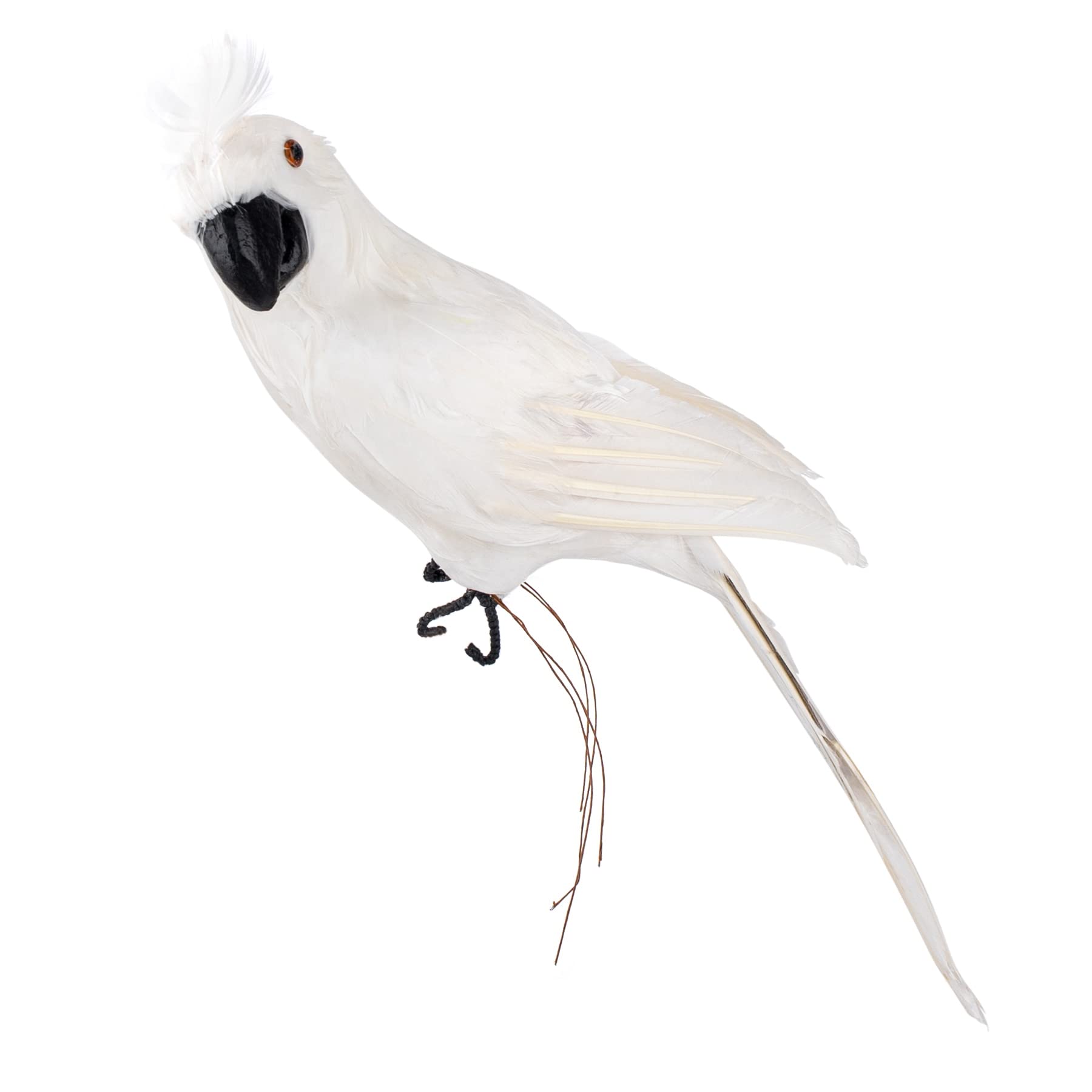 AUEAR, 17.7 Inch White Lifelike Artificial Big Birds Feathered Fake Shoulder Parrot Prop for Decoration Ornament Craft