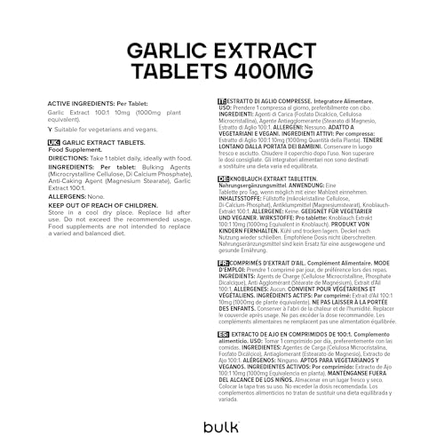 Bulk Knoblauch Extrakt Tabletten, 1000 mg, geruchloses, hochdosiertes Knoblauchpräparat, 1000 mg, 270 Tabletten