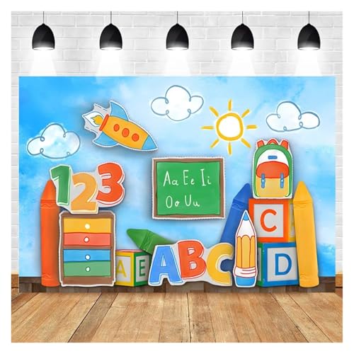 Fondo De Foto De Pantalla Fondo de fotografía de regreso a la escuela for niños, pizarra negra, lápiz, fondo de graduación for estudio fotográfico, sesión fotográfica Para Tv Reuniones(NWH20413,Vinyl